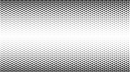 Dotted gradient halftone background. Horizontal seamless dotted pattern in pop art style. Abstract modern stylish texture. Fade gradient black and white half tone background. Vector illustration.のイラスト素材