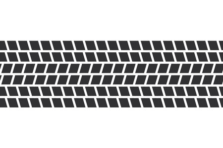 Auto tire tread seamless element. Car tire pattern, wheel tyre tread track. Tyre print. Vector illustration isolated on white background.のイラスト素材