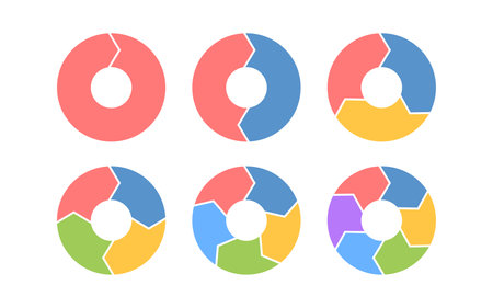 Rotation arrows in circular motion. Color circle arrow combinations. Set of circular infographics. Graphic diagram. Design element. Vector illustration isolated on white background.のイラスト素材