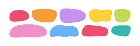 Hand drawn organic rectangle frames. Abstract doodle liquid shapes. Organic free flat blobs. Irregular fluid bubbles. Empty text box. Vector illustration isolated on white background.のイラスト素材