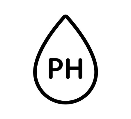 PH balance icon. Neutral water level. Water PH measure. Neutral balance skin. Drop line icon. Healthcare design web symbol. Vector illustration isolated on white background.のイラスト素材