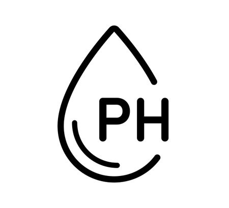 PH balance icon. Neutral water level. Water PH measure. Neutral balance skin. Drop line icon. Healthcare design web symbol. Vector illustration isolated on white background.のイラスト素材