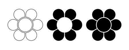 Flower diagram with 6 petals. Flower with six leaves flat shape icon. Infographic circle diagram. Pie chart. Round wheel chart. Vector illustration isolated on white background.のイラスト素材