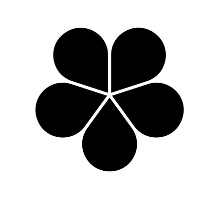 Flower diagram with 5 petals. Flower with five leaves flat shape icon. Infographic circle diagram. Pie chart. Round wheel chart. Vector illustration isolated on white background.のイラスト素材