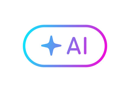 AI star oval icon. Artificial intelligence symbol. Gradient blue purple digital AI robot sign. Magic...