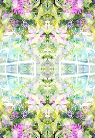 Design with the image of a garden where spring flowers bloomの写真素材
