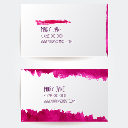 Set of creative business card templates with artistic vector design. Red cosmetic abstract paint strokes.のイラスト素材