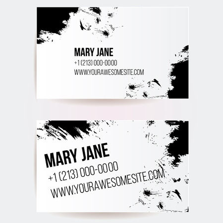 Set of creative business card templates with artistic vector design. Abstract black grunge texture.のイラスト素材