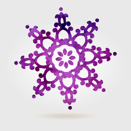 Violet textured snowflake isolated on white backgroundのイラスト素材
