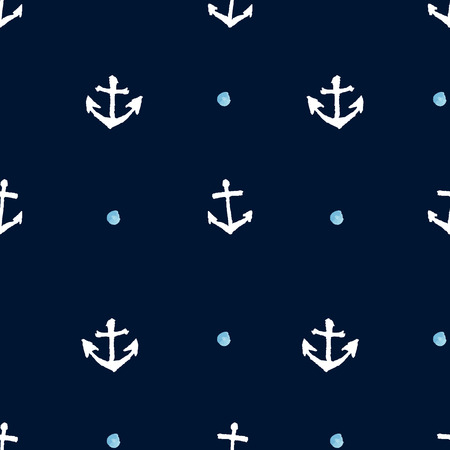 Dark seamless anchor background. Hand drawn vector texture.のイラスト素材