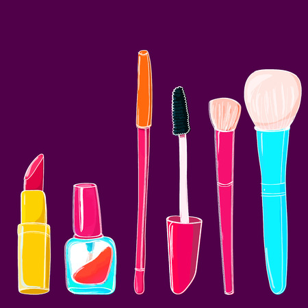 Makeup tools and accessoriesのイラスト素材