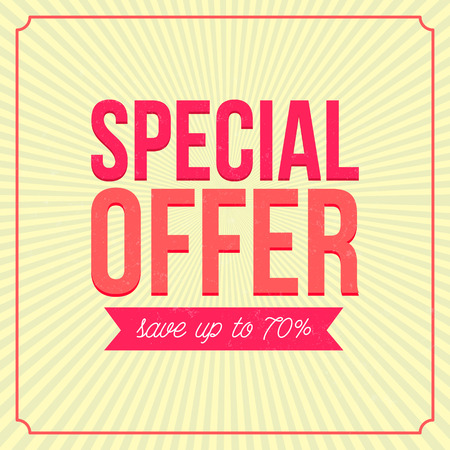 Special offer banner, save up to 70. Vintage style. Vector advertising.のイラスト素材