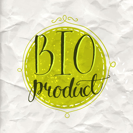 Green eco label with text bio product. のイラスト素材