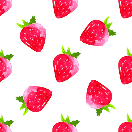 Watercolor strawberry background. Artistic seamless pattern with fruits.のイラスト素材