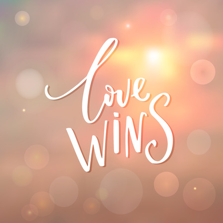 Love wins - insirational quote at sunrise background with bokehのイラスト素材