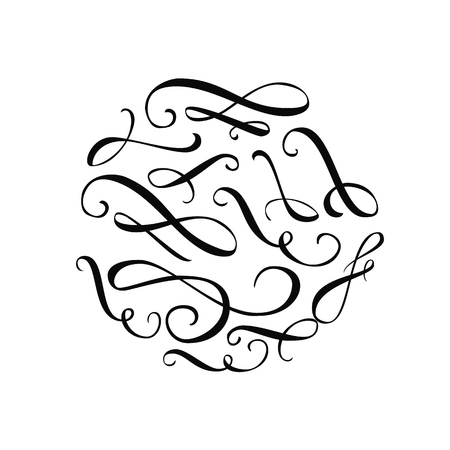 Calligraphy swashes and flourishes. Ornate and elegant design elements.のイラスト素材