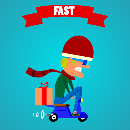 Cartoon moped driverのイラスト素材