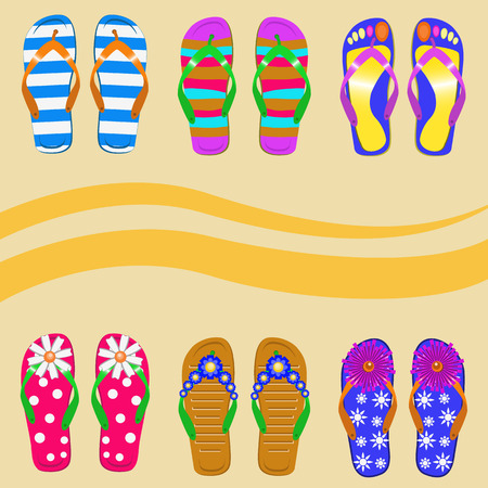 A set of vector images of slippers. Suitable for use in the design of the year or so about the beachのイラスト素材