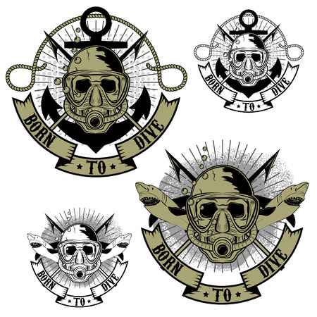 Diver logo in vector.のイラスト素材