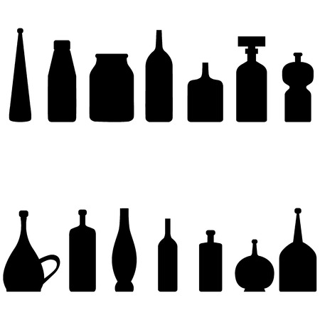 silhouettes of bottles.Set of design elements in vectorのイラスト素材