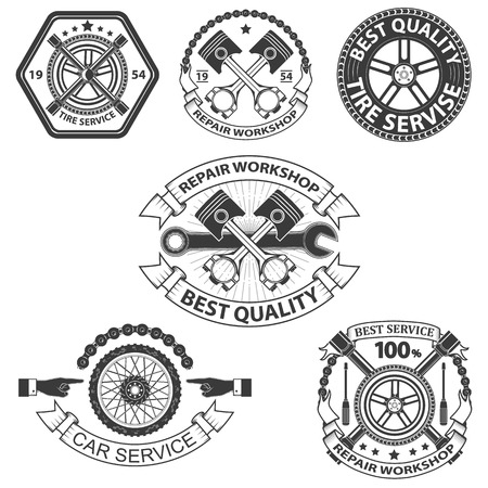 car service labels.Set of design elements in vectorのイラスト素材