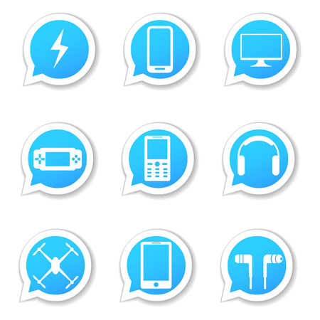 Set og gadgets icons on abstract backgroundのイラスト素材
