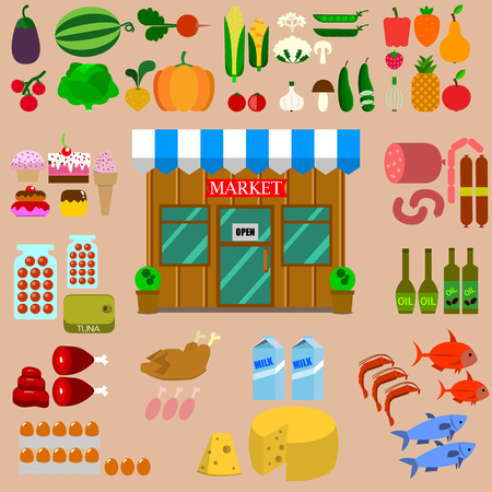 Grocery store,food icons.のイラスト素材