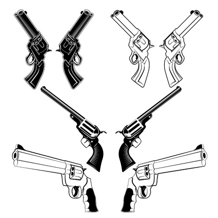 Set of the vector revolversのイラスト素材
