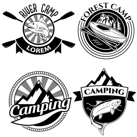 Camping labels and badges. Travel emblemsのイラスト素材