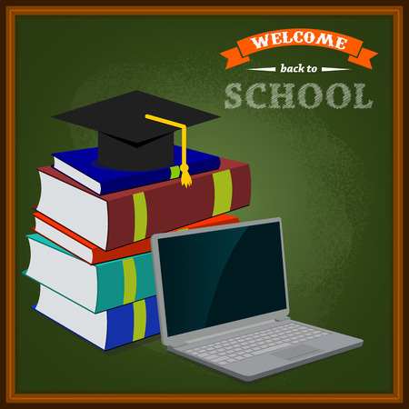 Books and notebook. Back to school illustrationのイラスト素材