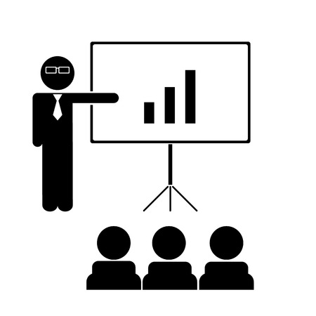The teacher,business trainer icon. Training and presentation, seminar, learning symbol. Flat Vector illustrationのイラスト素材