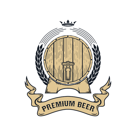 premium beer label. Label design template. Vector illustration.のイラスト素材
