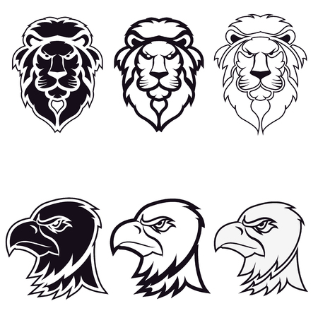 lion and eagle. icon,badge or label  design template. Vector illustration. Sport team icon template.のイラスト素材