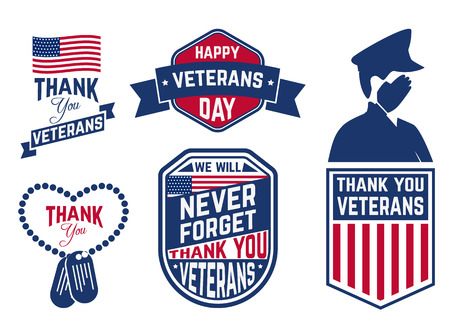 Set of Veterans Day labels,stamps and design element. Happy Veterans Day.のイラスト素材