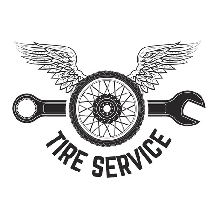 tire service vintage label. Logo, label or emblem template. Vector illustration.のイラスト素材