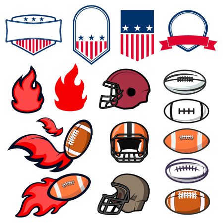 Set of American Football emblems and design elements. Emblem, label or badge design template.のイラスト素材