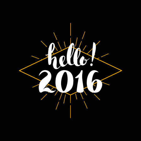 Hello 2016 Card with Starburst. Vector illustration.のイラスト素材
