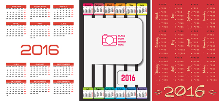 3 calendar template on 2016-in-1.のイラスト素材