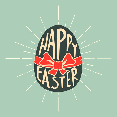 Easter egg with lettering. Happy Easter. Greeting card template. Vector illustration.のイラスト素材
