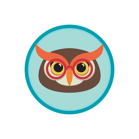 The image of an owl head with glasses. Geek owl. のイラスト素材