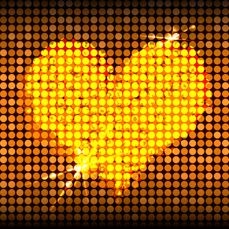 Happy Valentine's Day Greeting Card Template. Abstract heart on gold background. Party poster template. Vector illustration.のイラスト素材