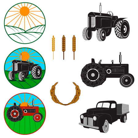 Set of farm fresh labels and design elements.のイラスト素材