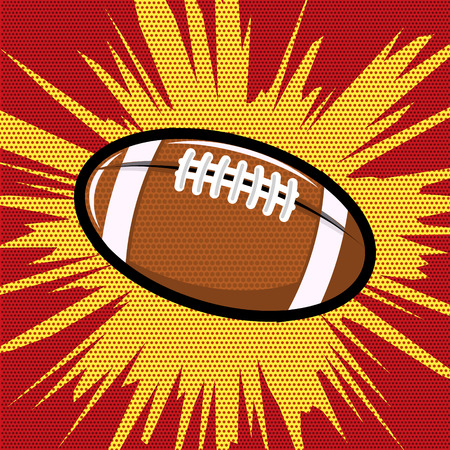 Ball for Rugby or American football pop art retro style. Pop art style ball. Vector design element.のイラスト素材