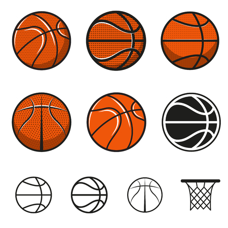 Set of basketball balls. Basketball ball icons. Basketball team emblem templates.のイラスト素材