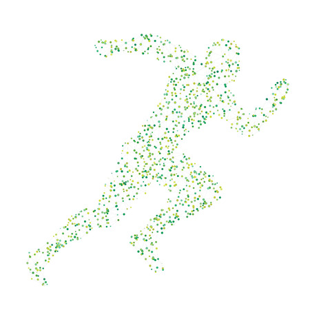 Abstract colorful figure of running man from dots and lines. Healthy lifestyle.  Design element in vector.のイラスト素材