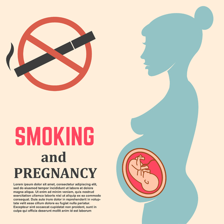 No smoking. Danger for pregnancy. Danger for pregnant women. Design elements in vector.のイラスト素材