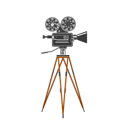 Movie camera isolated on white background. Design elements for poster, flyer. Vector illustration.のイラスト素材
