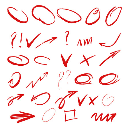 hand drawn arrows and rings. marker circles and arrows. Vector illustration.のイラスト素材
