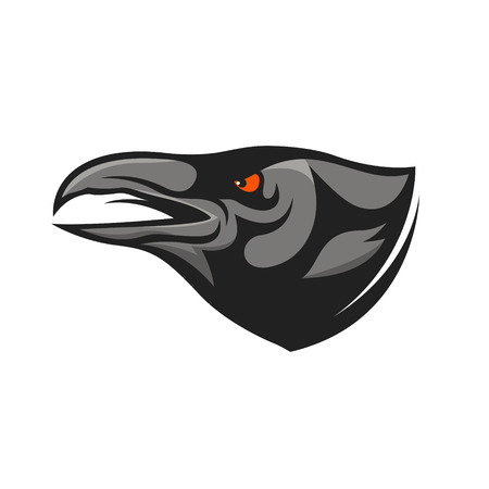 Crow head mascot. Raven head illustration. Design element for logo, label, emblem, sign, badge.のイラスト素材