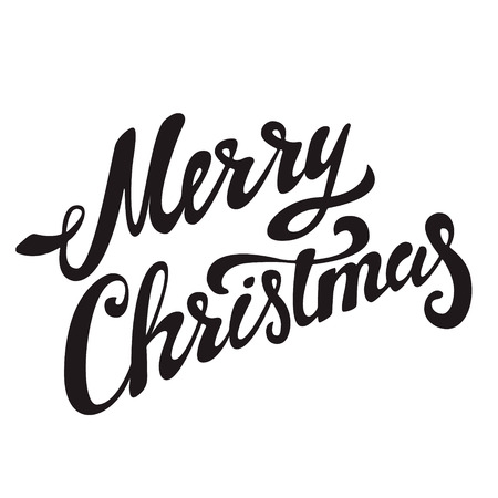 Merry Christmas. Hand drawn lettering on light background. Vector illustration.のイラスト素材